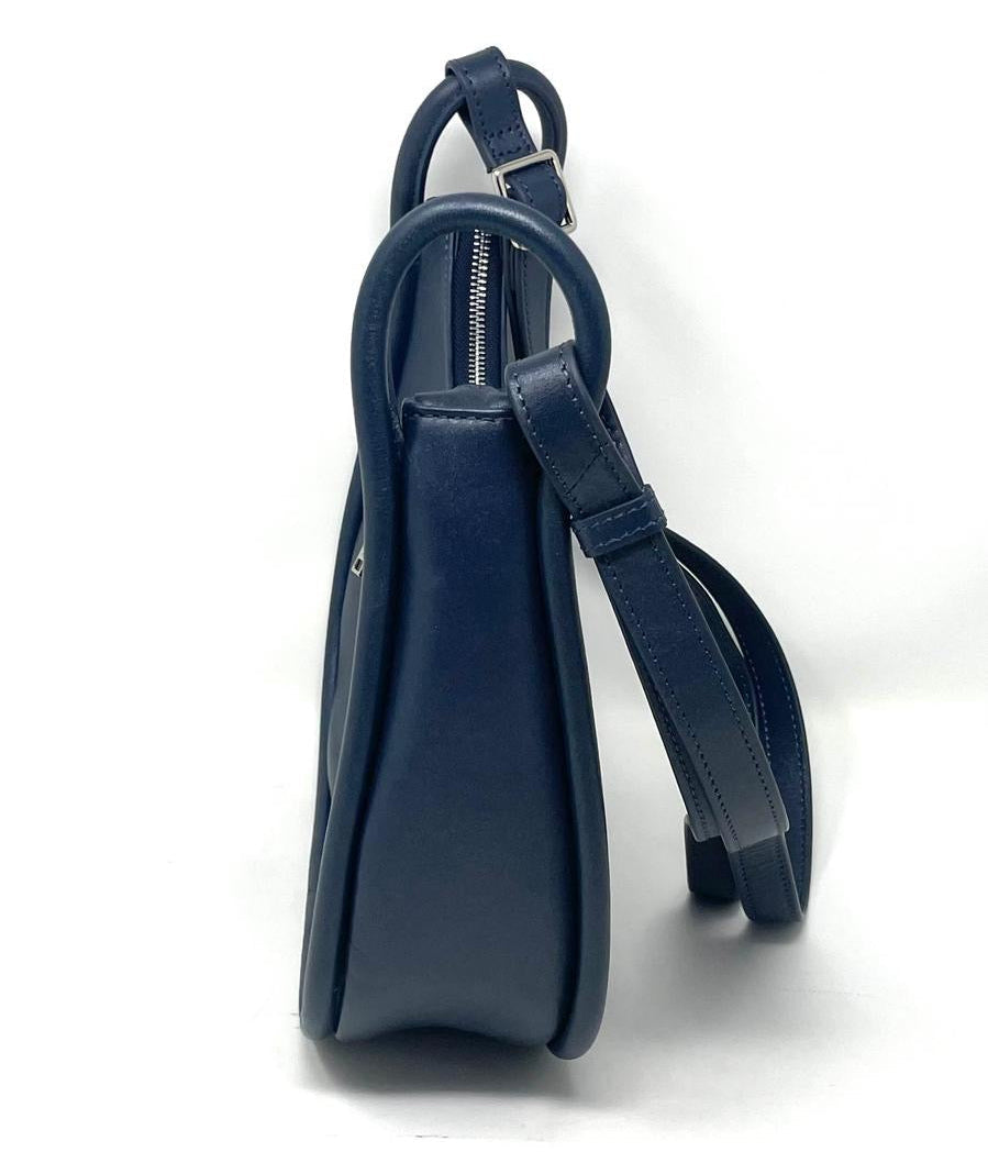 Small Navy Blue Leather Crossbody Bag | Sabrina
