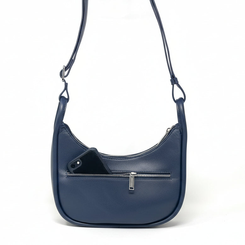 Small Navy Blue Leather Crossbody Bag | Sabrina