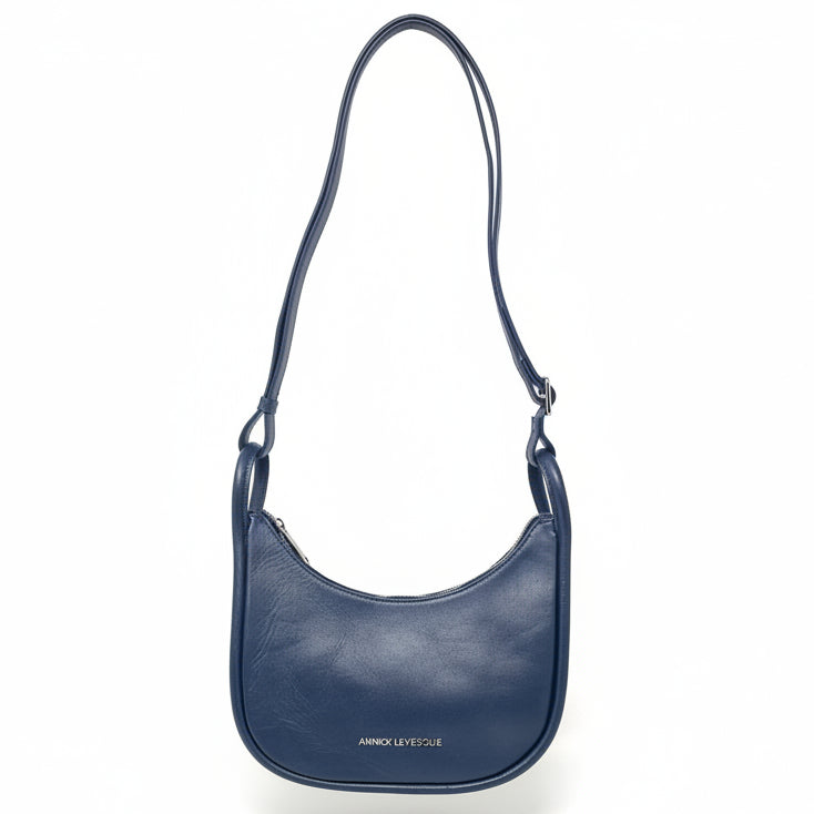 Small Navy Blue Leather Crossbody Bag | Sabrina