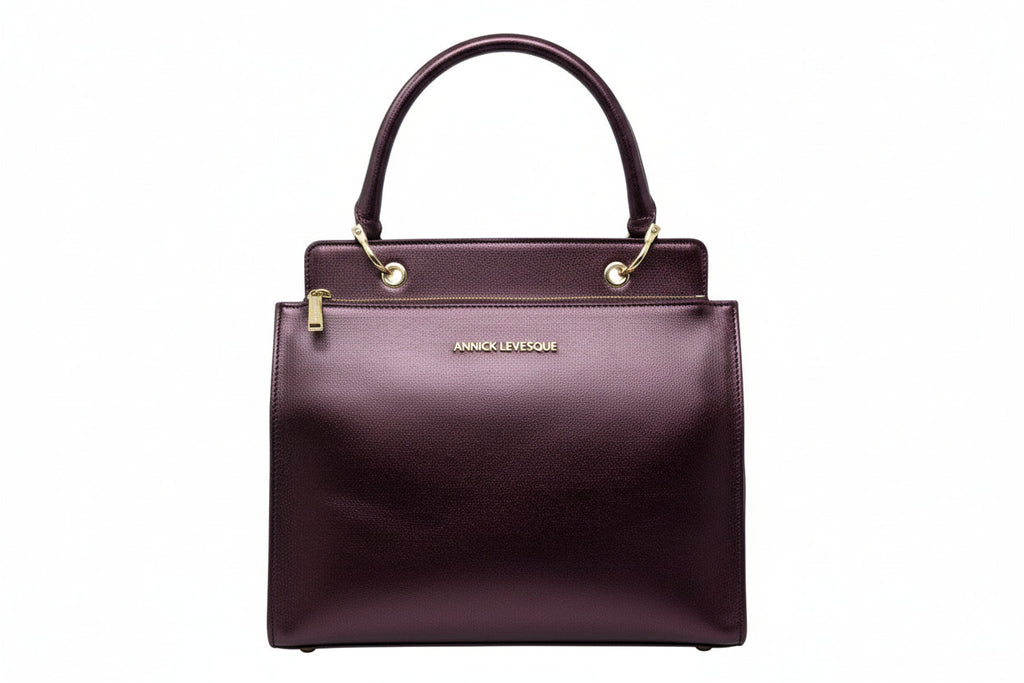 Genuine Leather Handbag in Eggplant - Chloé