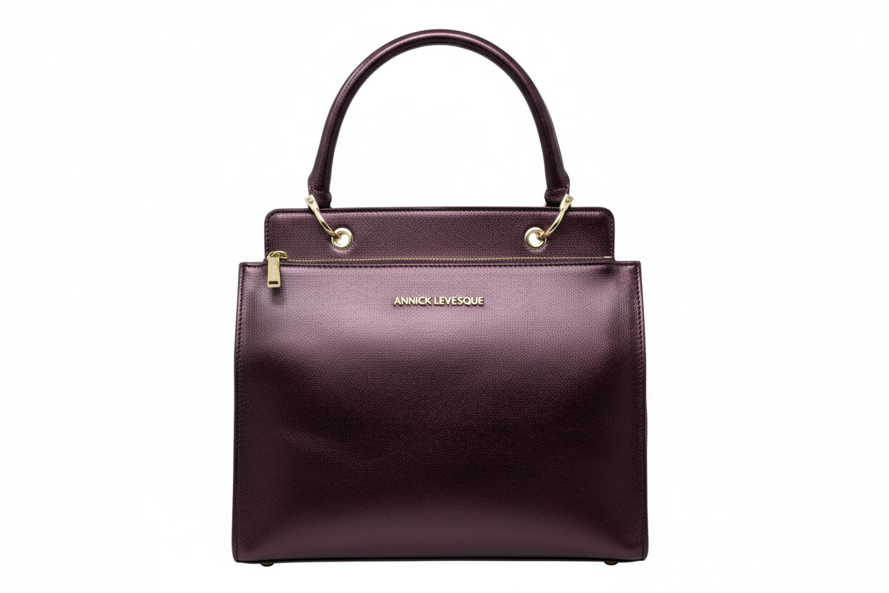 Genuine Leather Handbag in Eggplant - Chloé