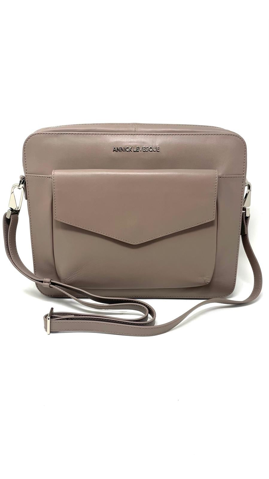 Taupe Leather Work Bag - Sofia