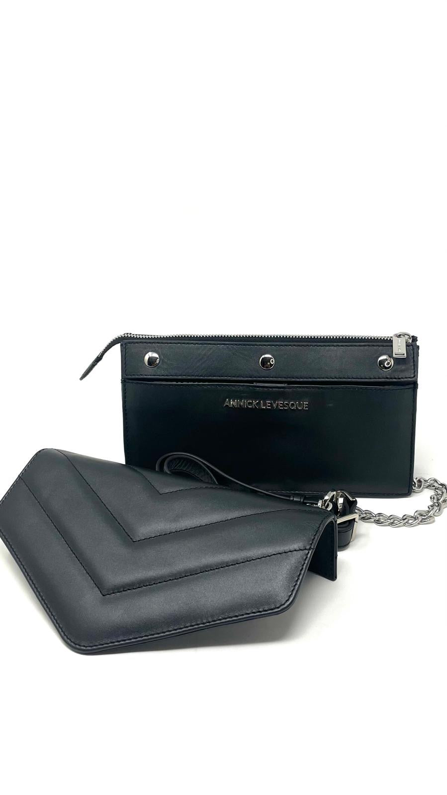 Black Leather Handbag | Sandrine