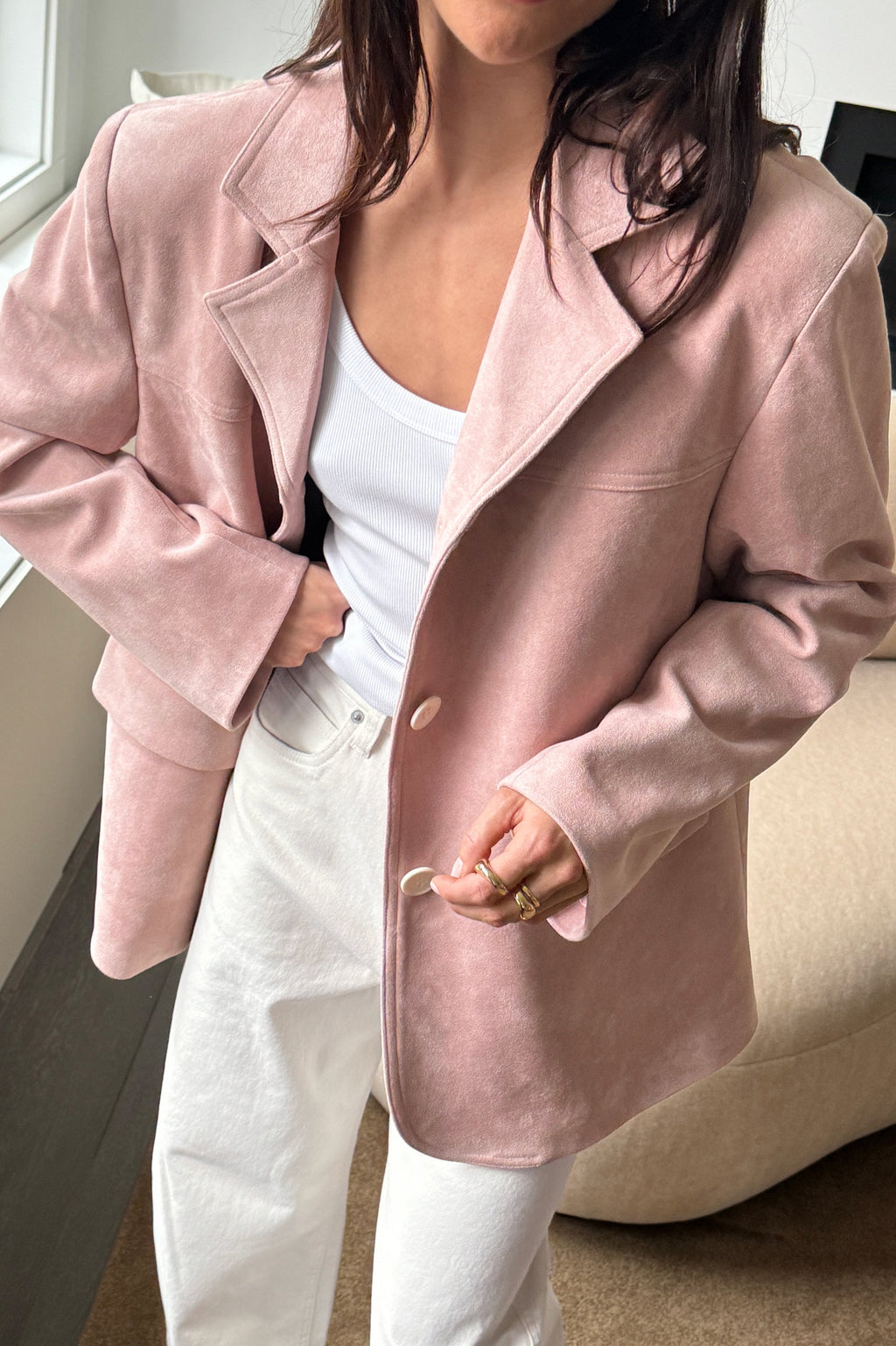 BLAZER OVERSIZE EN DAIM VEGAN