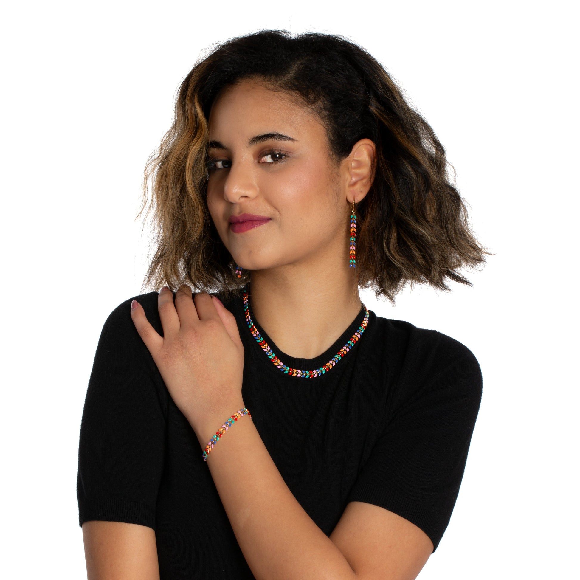 Multicolor Enamel Leaf Bracelet
