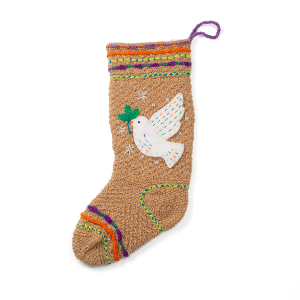 Snow Feather Knit Christmas Stocking