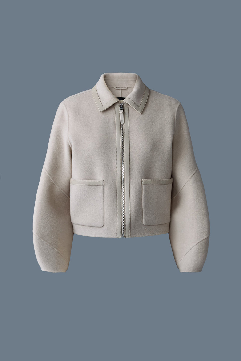 SOLANA Double-Face Wool balloon sleeved short jacket