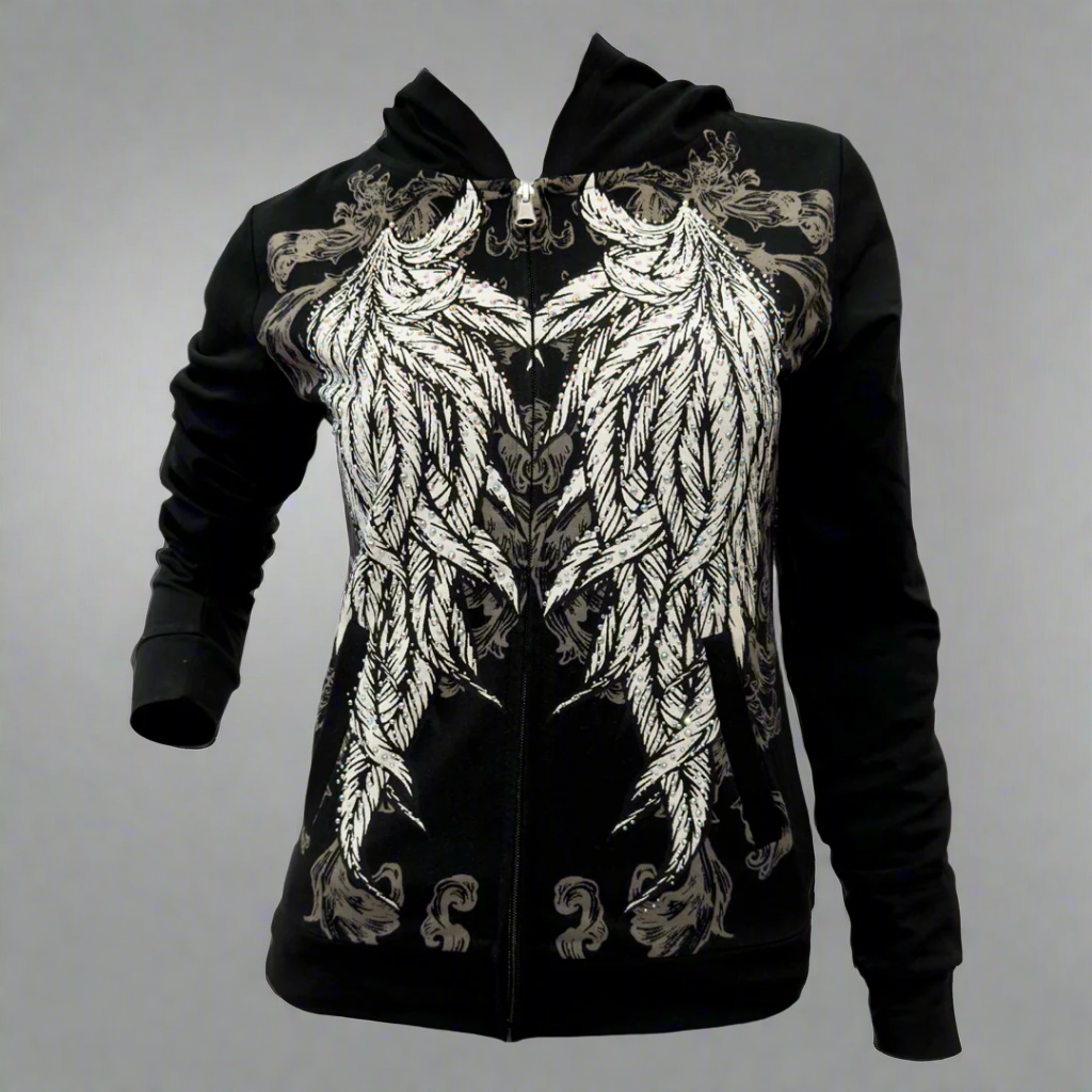Women's Rhinestone Angel Wing Hoodie