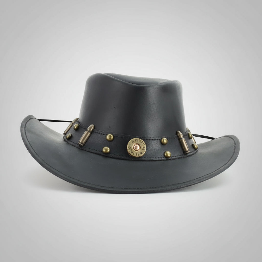 Shapeable Cowboy Hat with 12 Gauge Bullet Slice & Embellishments