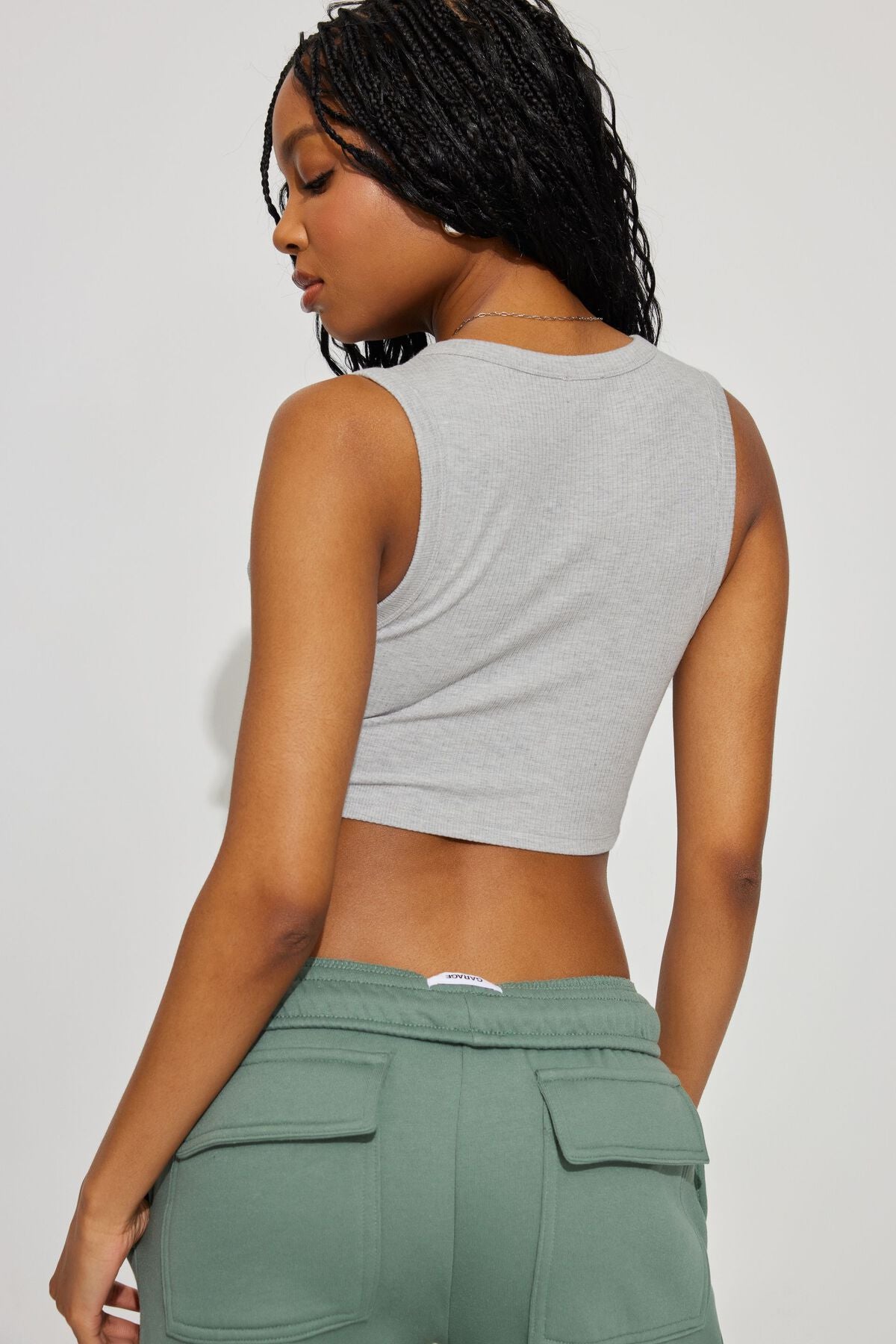 Plunge V-Neck Rib Tank Top