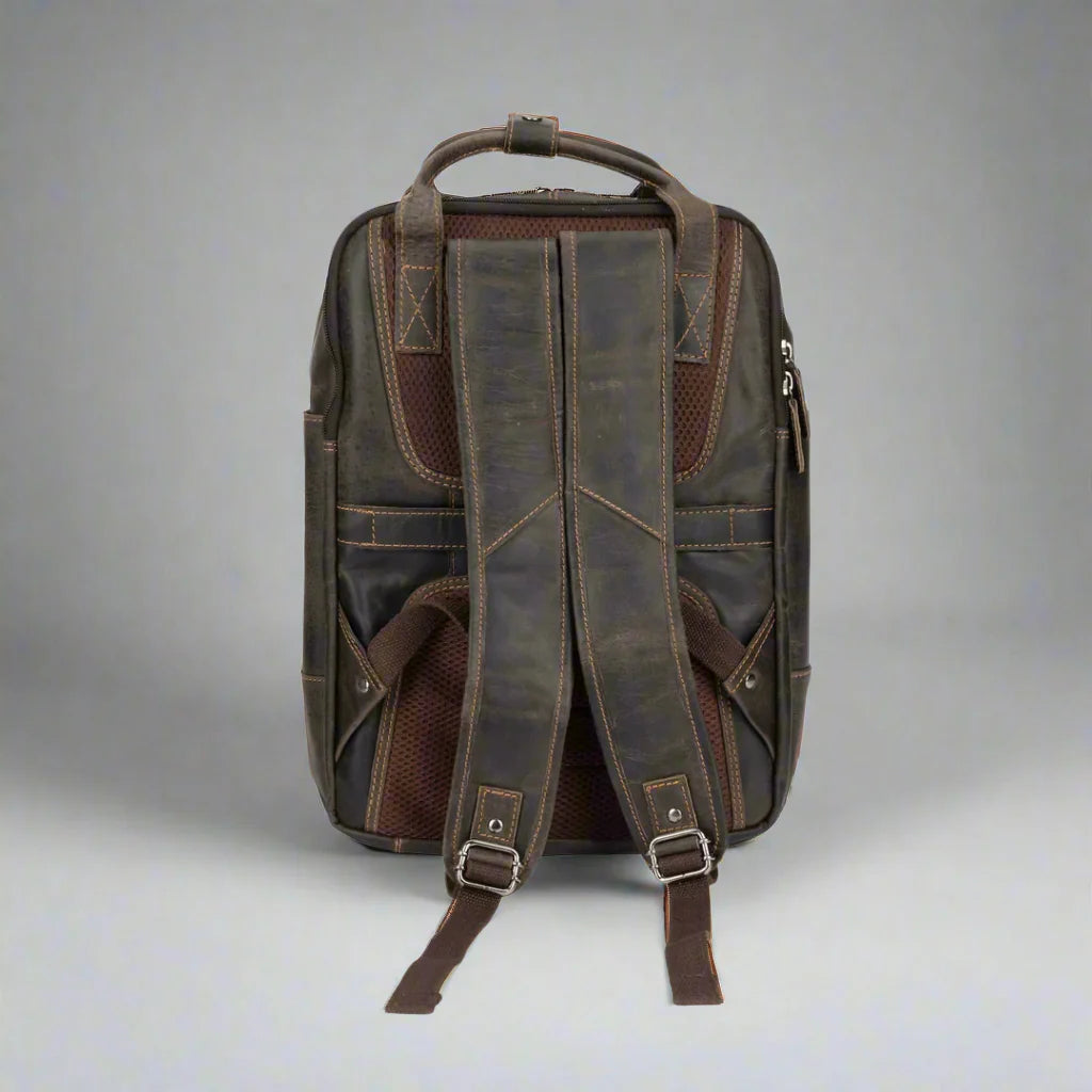 Greenwood Leather Backpack with Reinforced Laptop and Tablet Compartments
