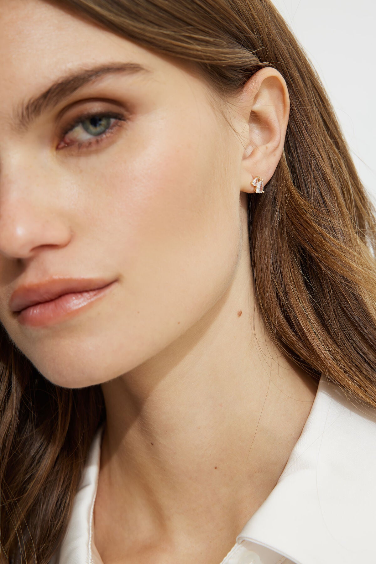 Lot de 2 boucles d'oreilles à tige en pierres précieuses