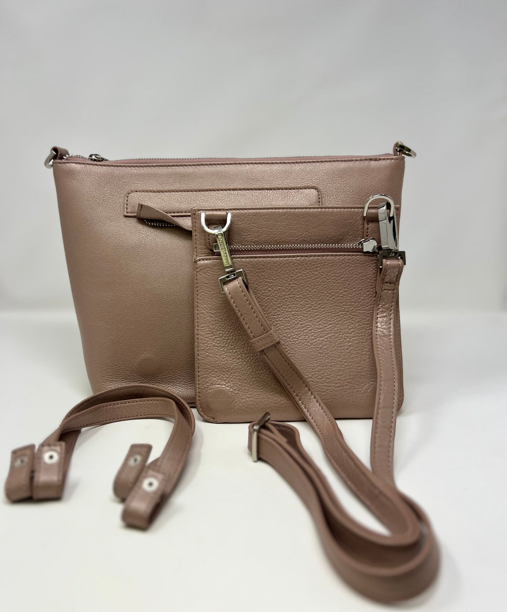 Platinum Pink Leather Handbag | Lina