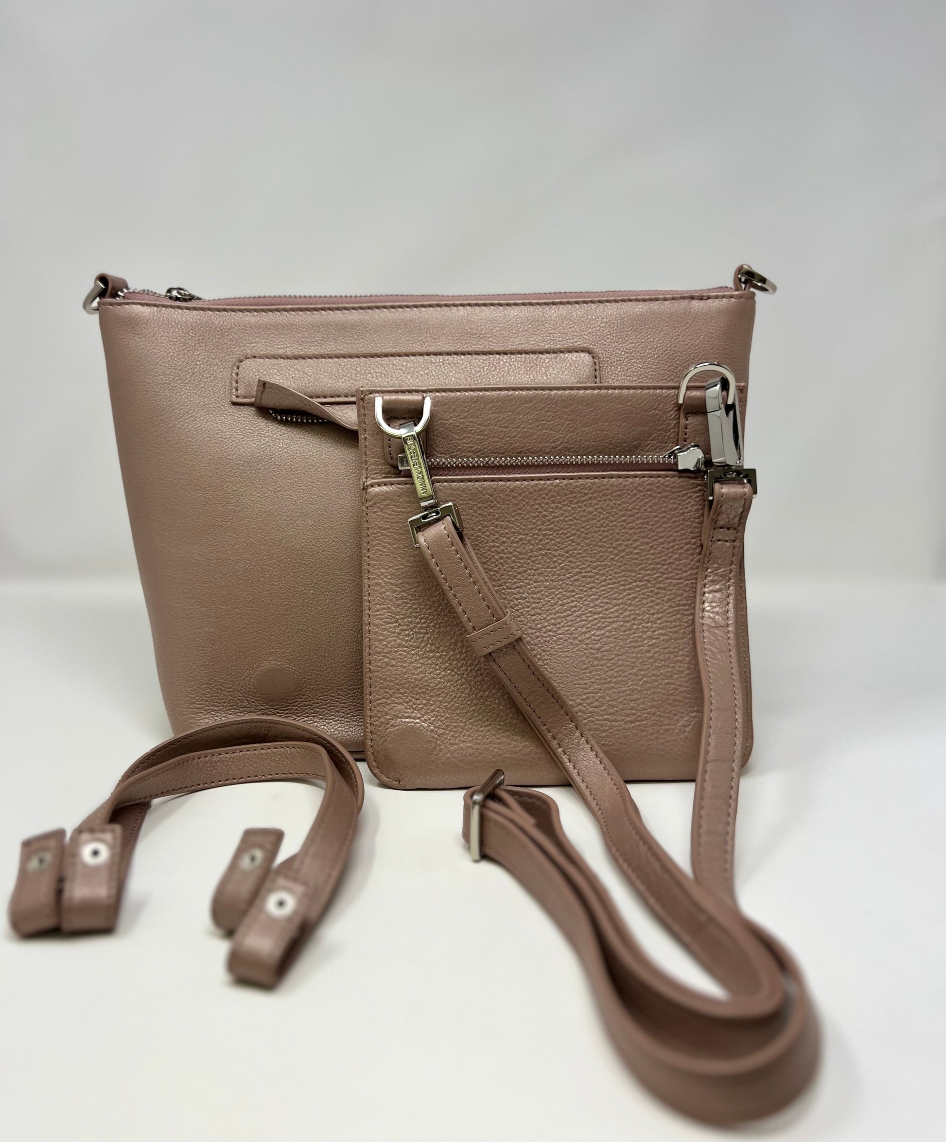Platinum Pink Leather Handbag | Lina