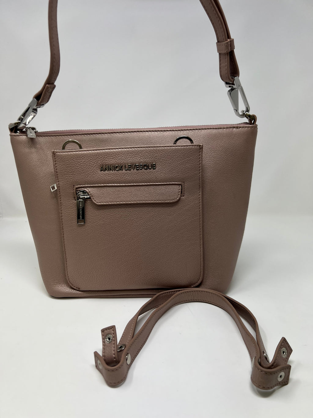 Platinum Pink Leather Handbag | Lina
