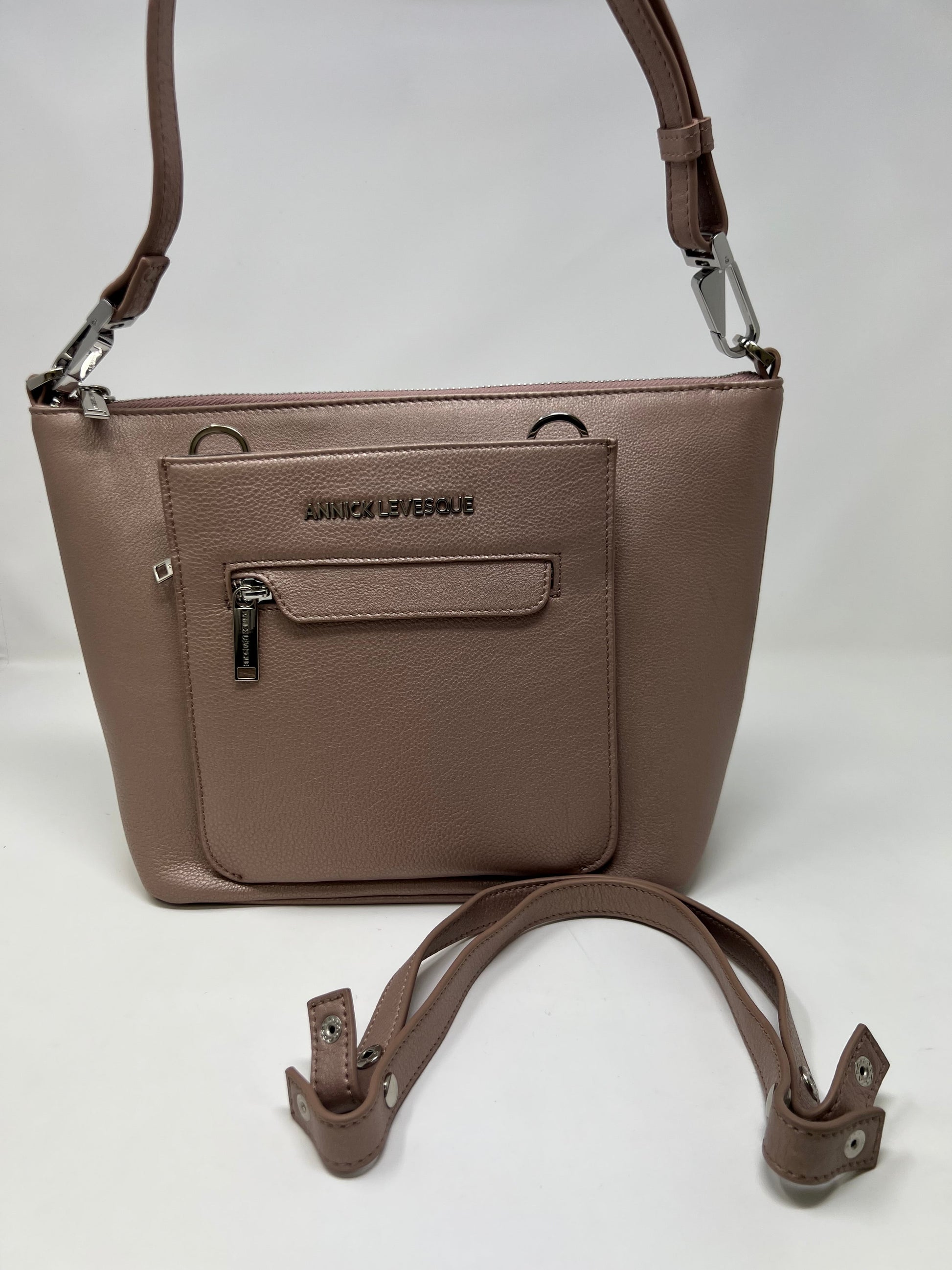 Platinum Pink Leather Handbag | Lina