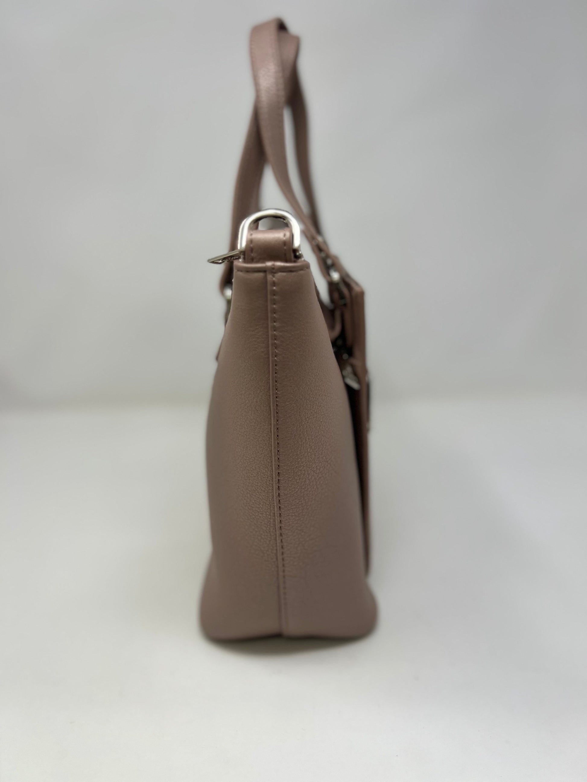 Platinum Pink Leather Handbag | Lina