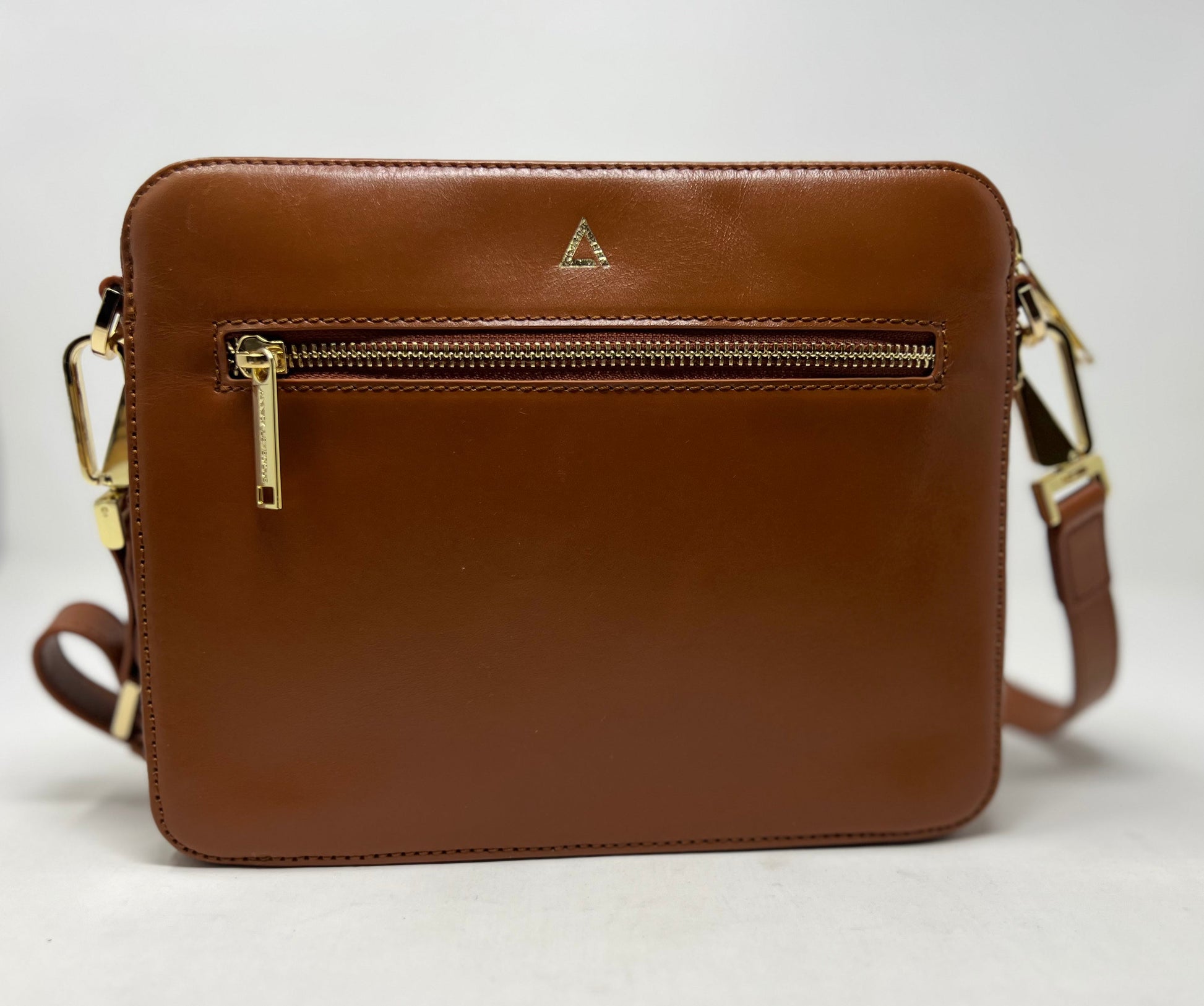 Small 2-in-1 Crossbody Bag with Detachable Card Holder in Cognac Leather, Kennedi