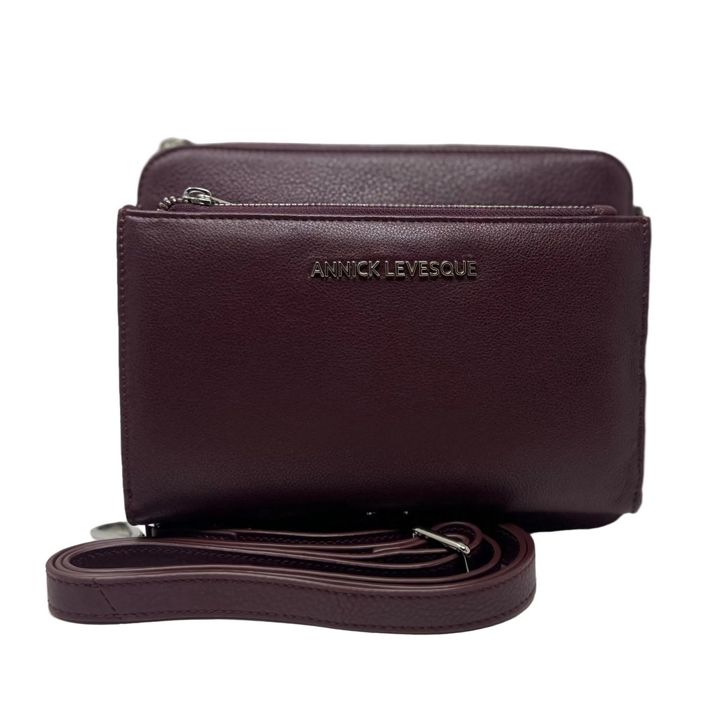 Small Crossbody Bag with Detachable Card Holder, Eggplant | Kennedi