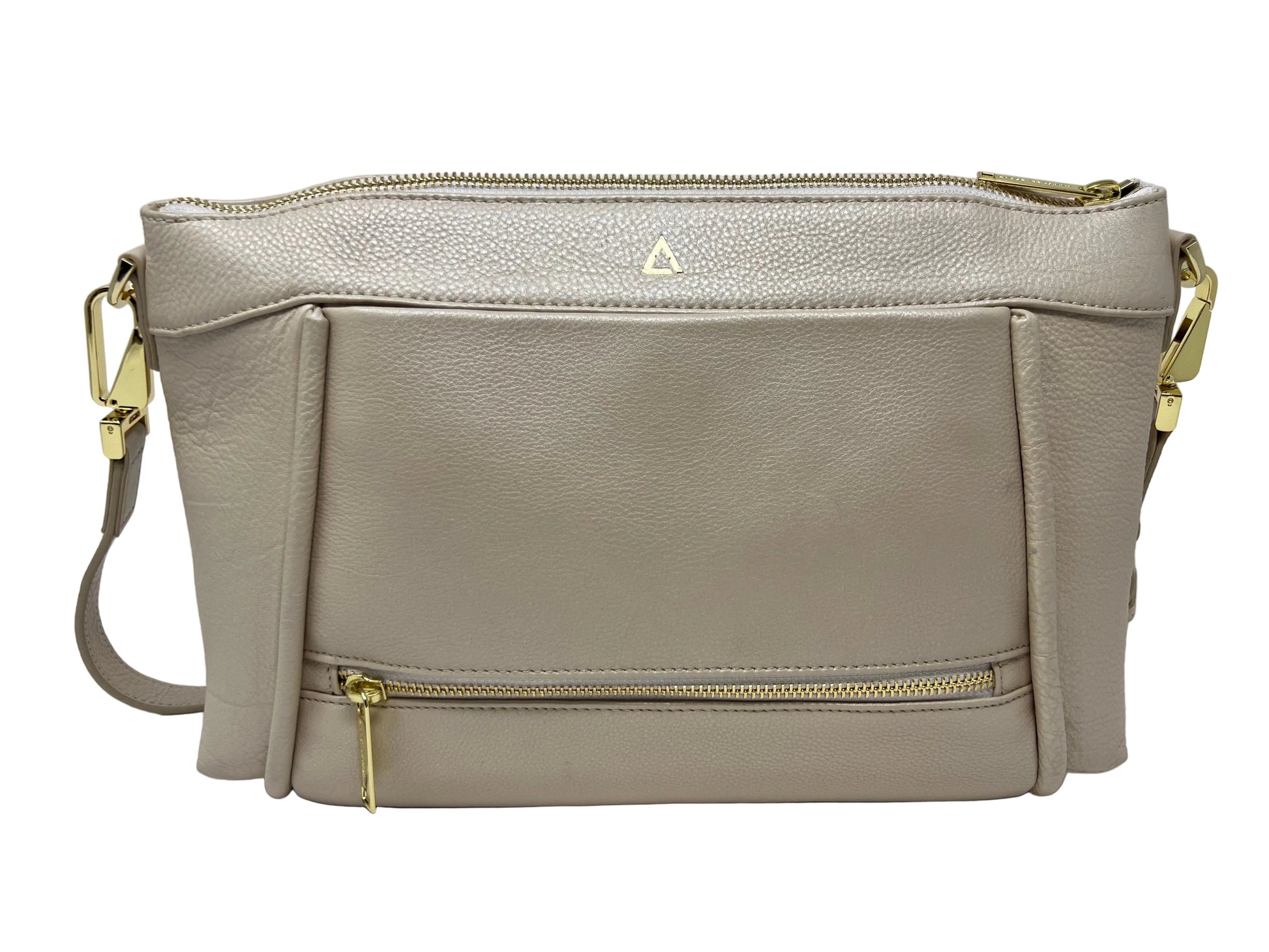 Leather Shoulder Bag, Champagne | Elena