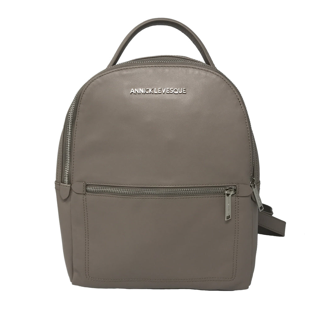 Taupe Leather Backpack - Eve