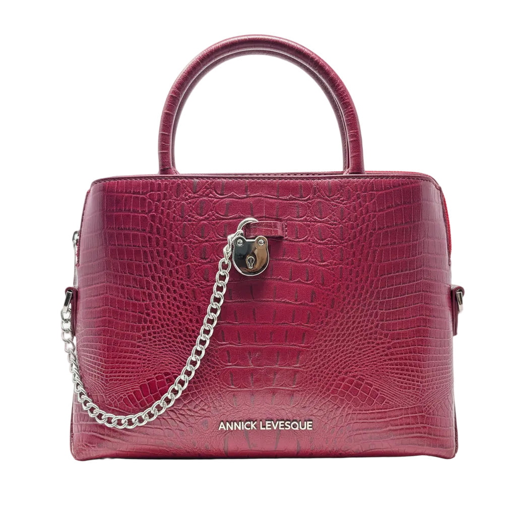Red Crocodile Leather Handbag, Miranda