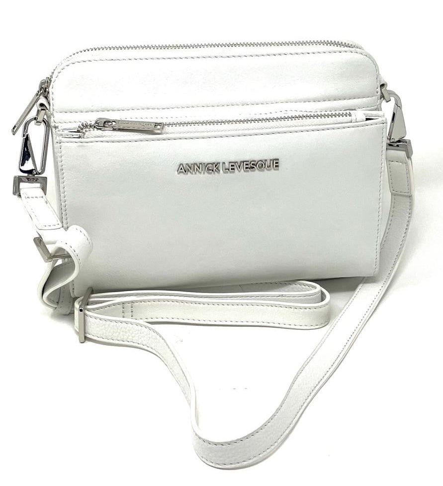 Small Crossbody Bag with Detachable Card Holder in Pure White | Kennedi