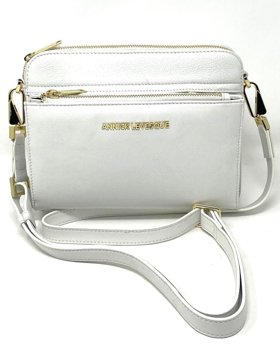 Small Crossbody Bag with Detachable Card Holder in Pure White | Kennedi