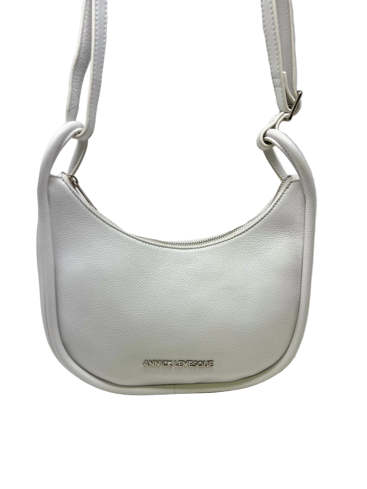 Small White Leather Crossbody Bag, Sabrina