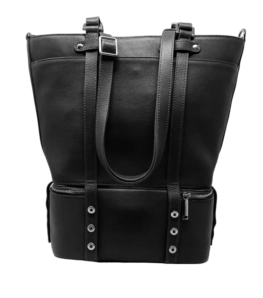Black 2-in-1 Tote Bag with Detachable Insulated Section | Charlotte