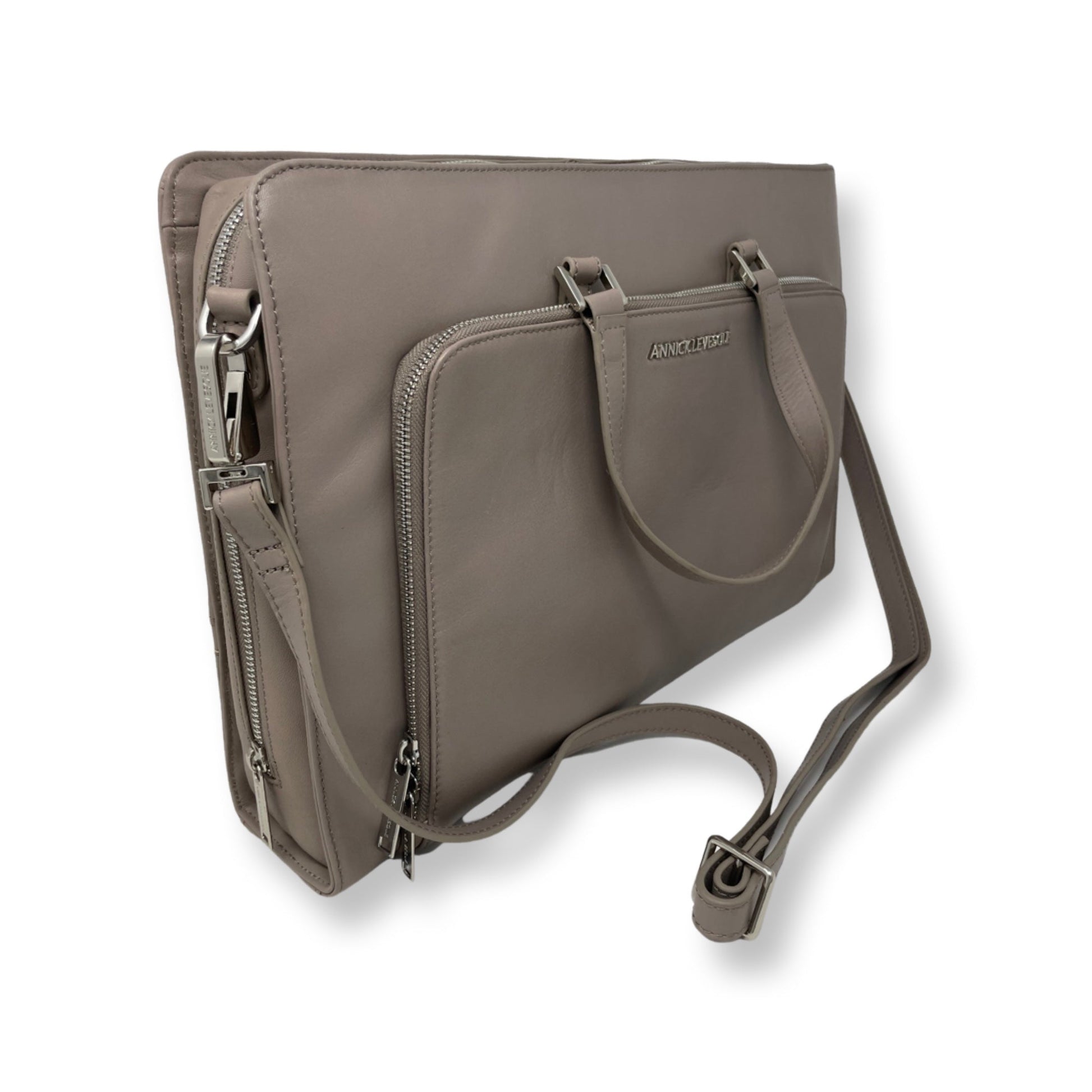 Taupe Leather Laptop Bag | Elizabeth