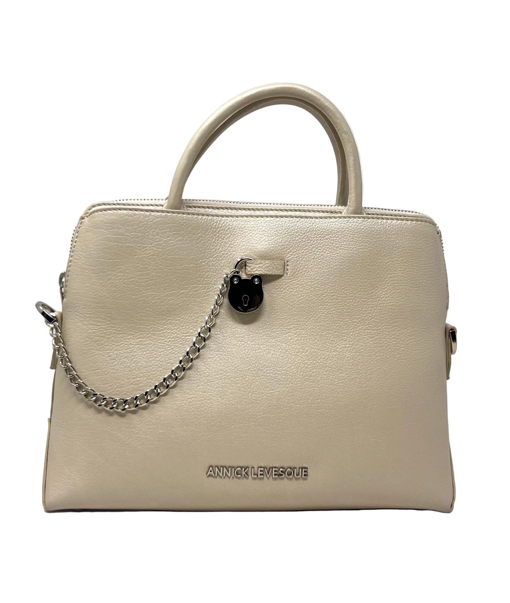 Champagne Leather Handbag, Miranda