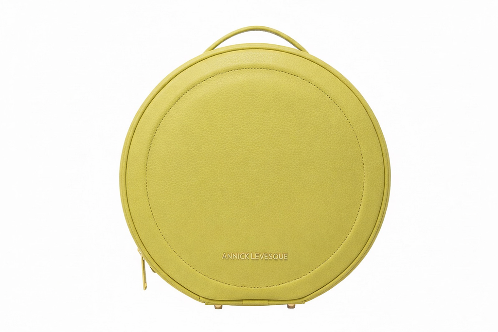 Yellow Genuine Leather Round Bag, Convertible, Heidi