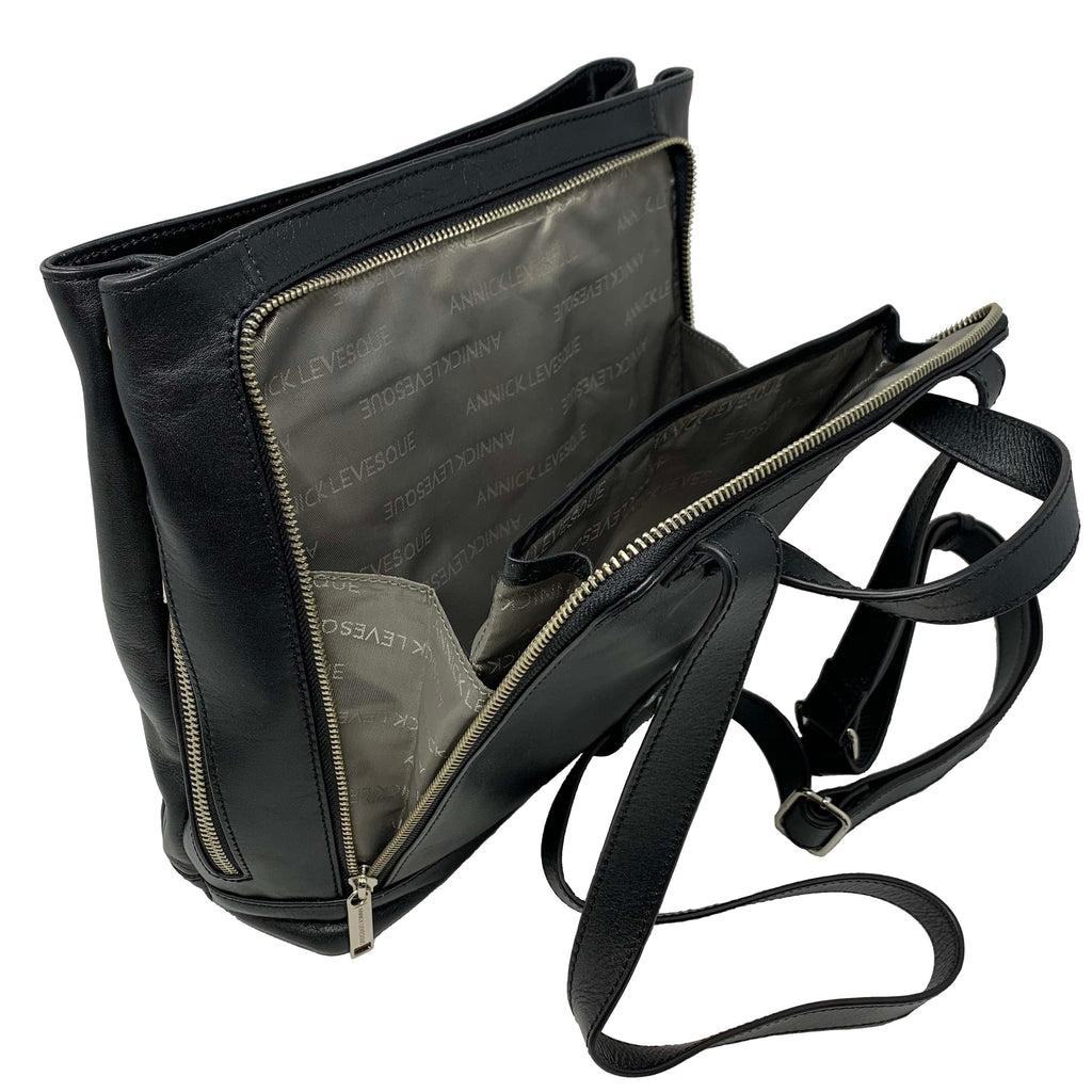 Black Anti-Theft Leather Backpack | Lore