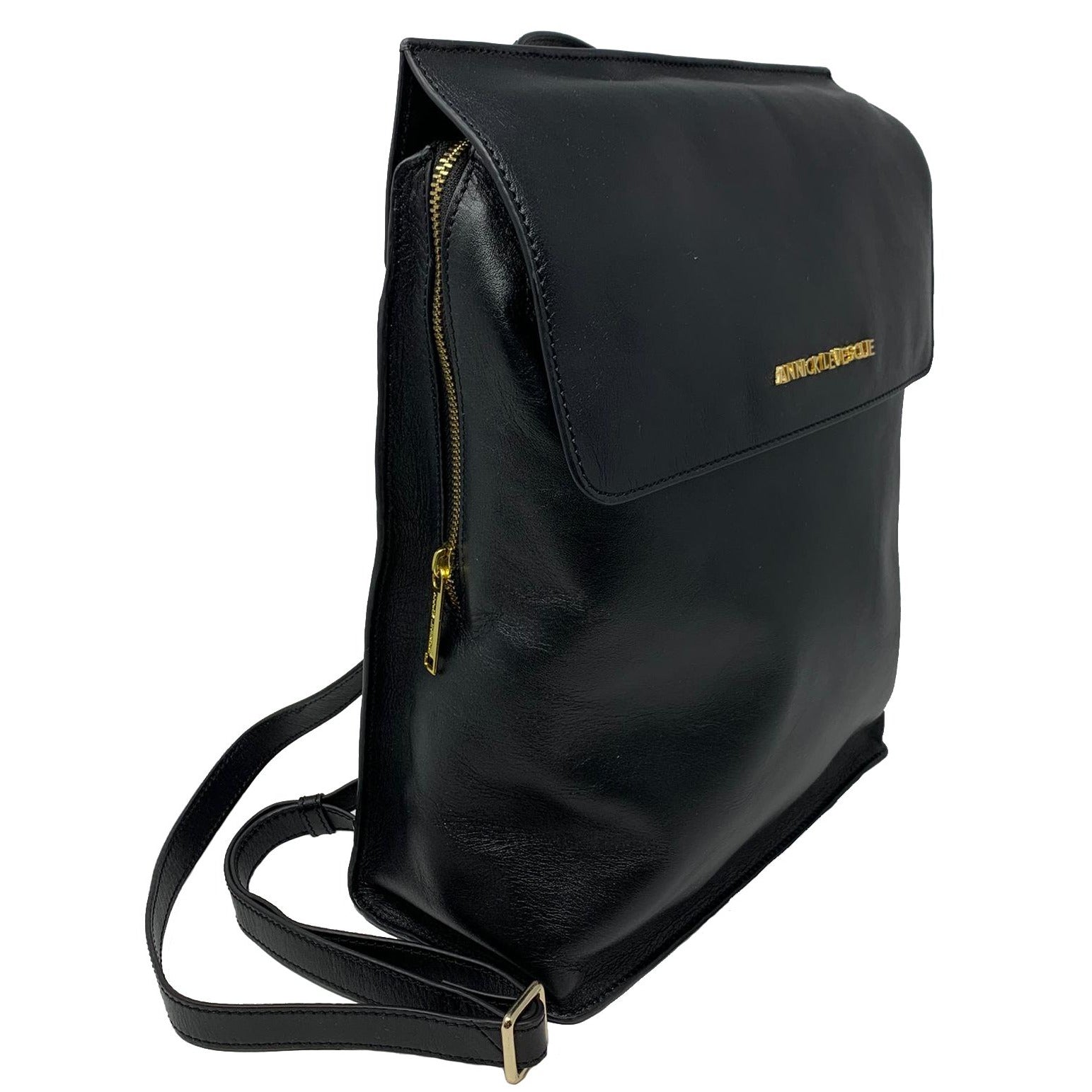 Black Genuine Leather Backpack, Antoinette
