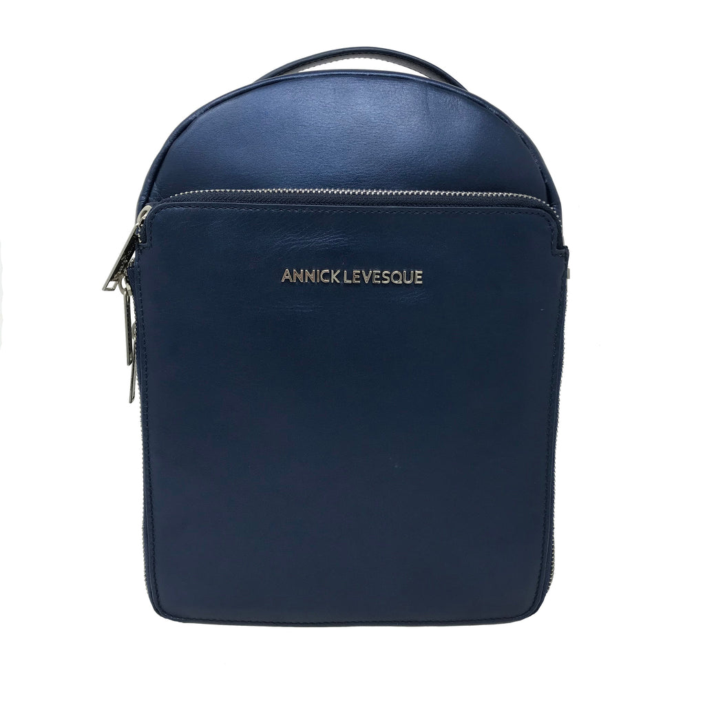 Alice Genuine Leather Backpack, Navy Blue