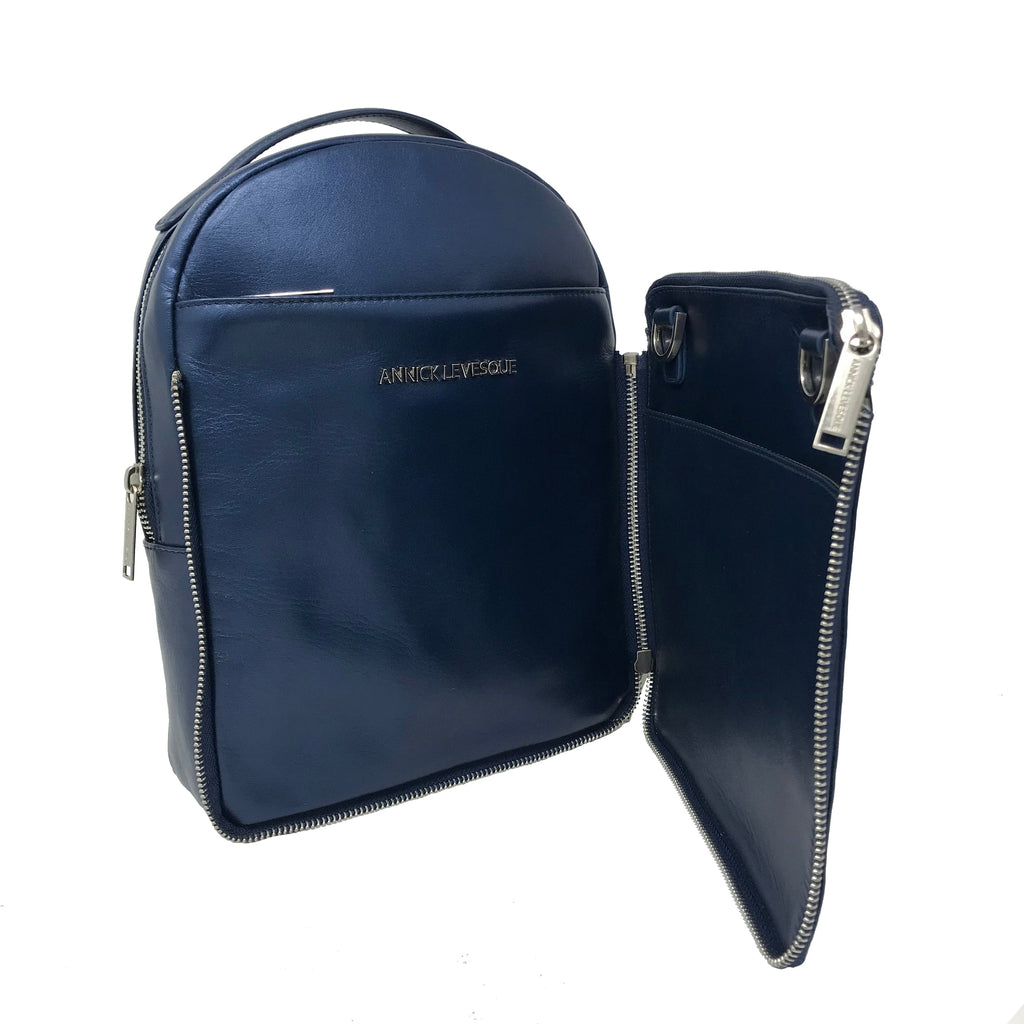 Alice Genuine Leather Backpack, Navy Blue