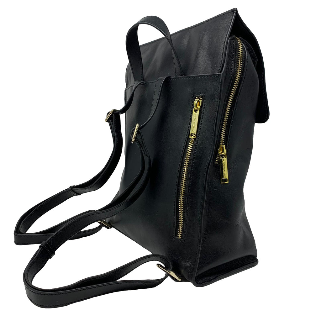 Black Genuine Leather Backpack, Antoinette
