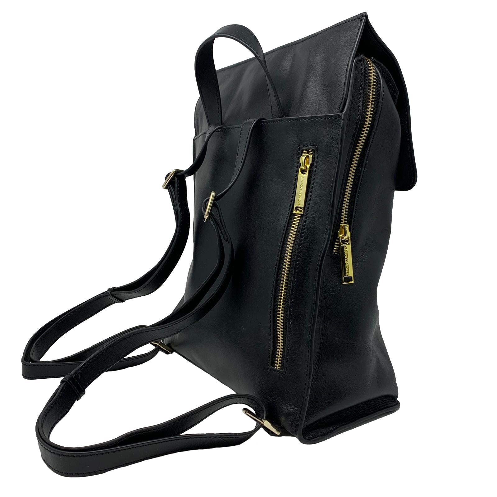 Black Genuine Leather Backpack, Antoinette