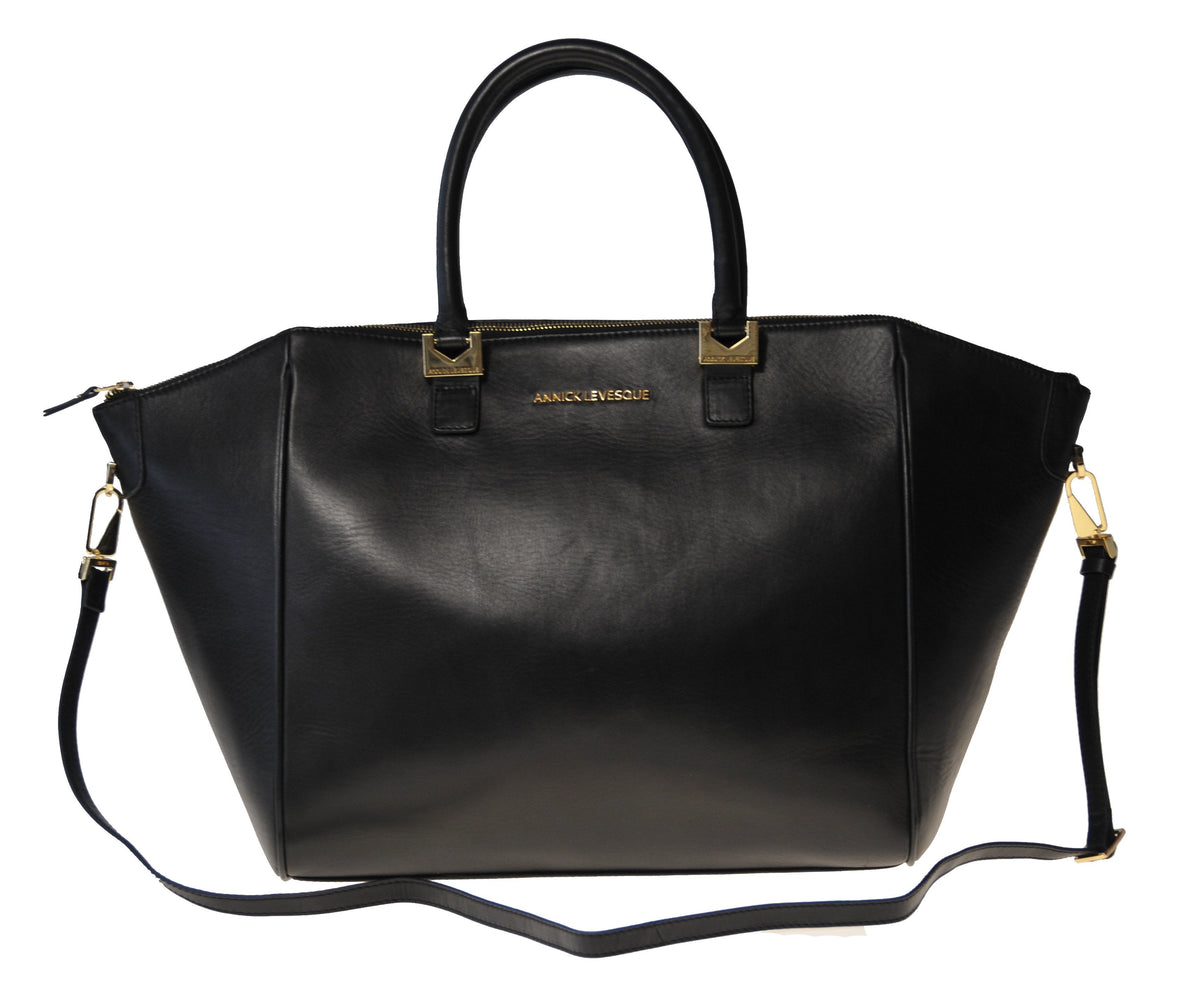 Large Soft Black Patent Leather Handbag | Mona