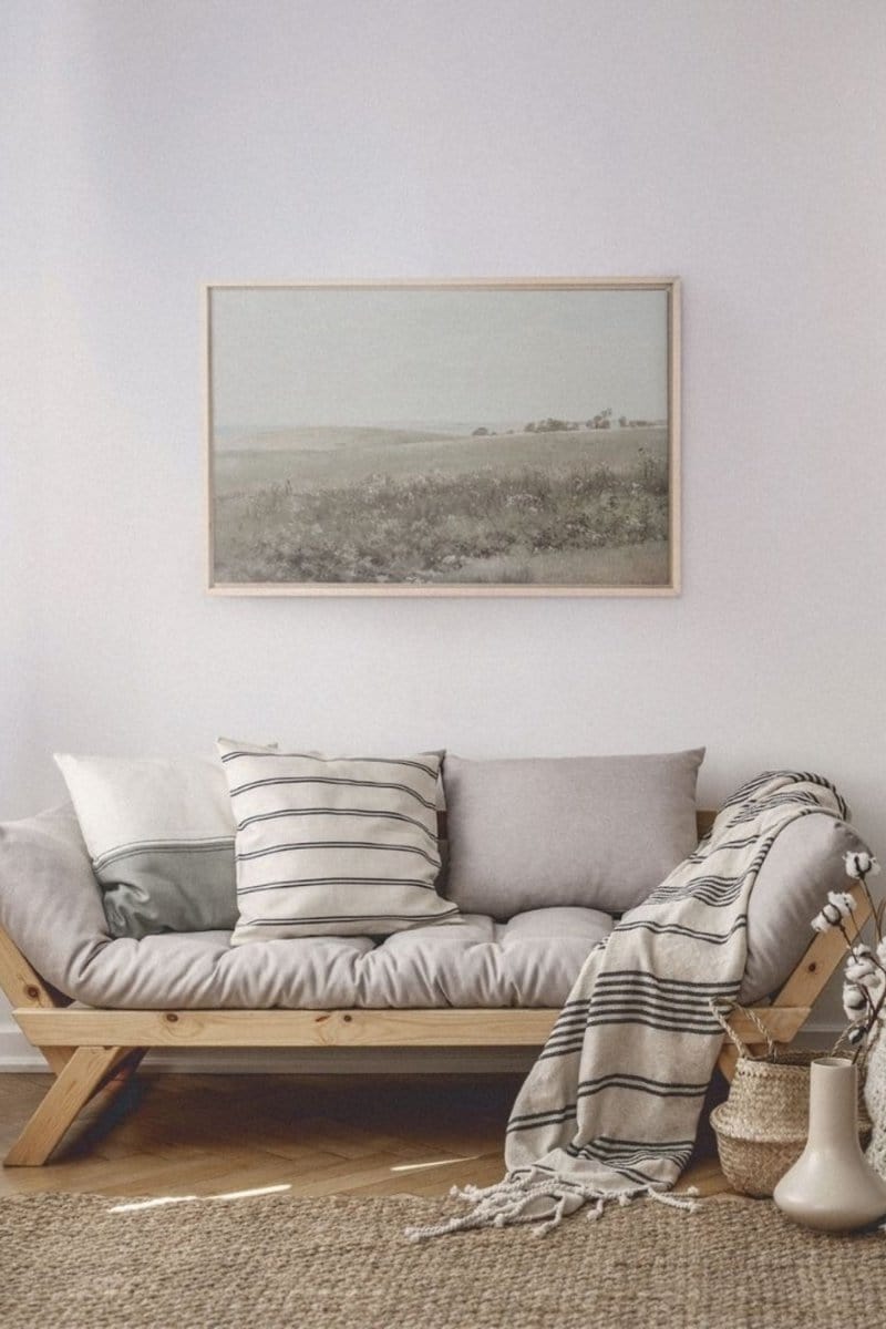 Muted Green Meadow, Stretched Canvas Artwork