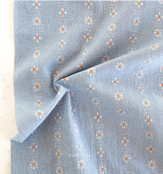Fableism Forest Forage - Daisies in Soft Periwinkle, 1/4 yard