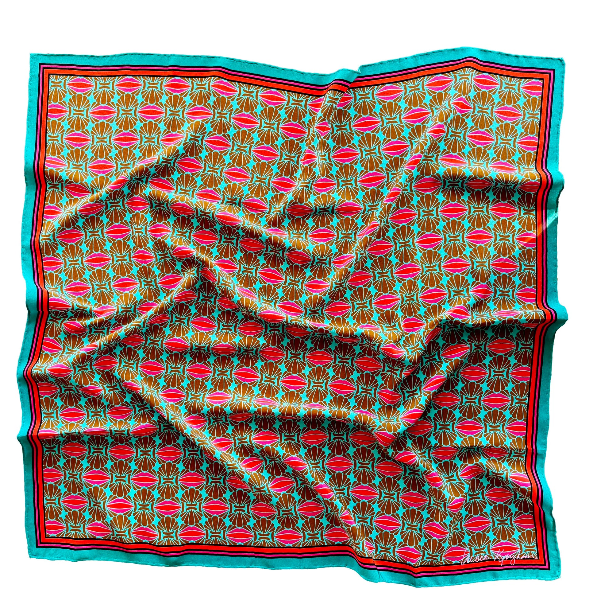 seashell samba gold silk scarf