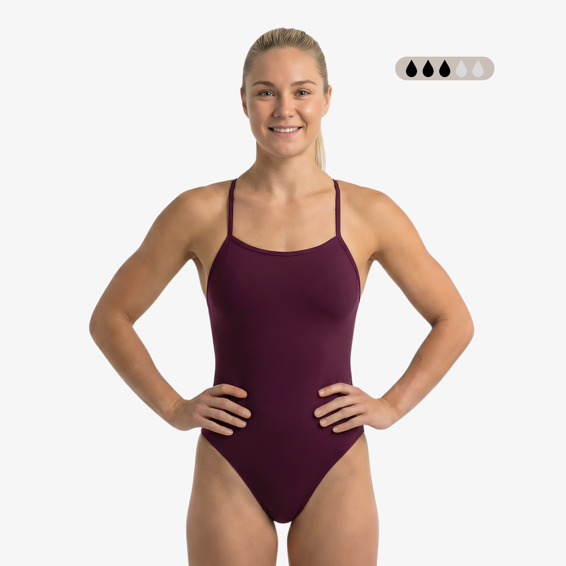 Maillot de bain une pièce menstruel Merlot SecureFlo à dos ouvert de Norca