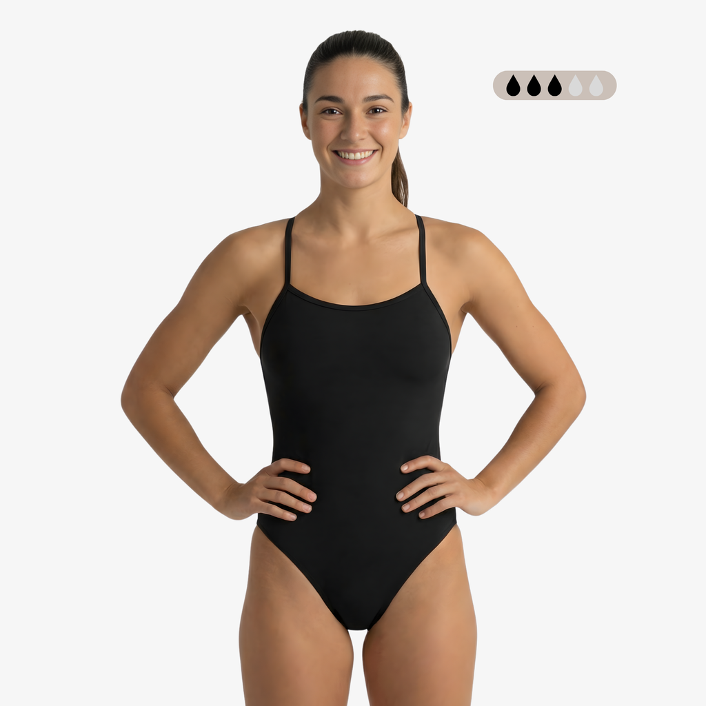 Maillot de bain une pièce menstruel Onyx SecureFlo à dos ouvert de Norca