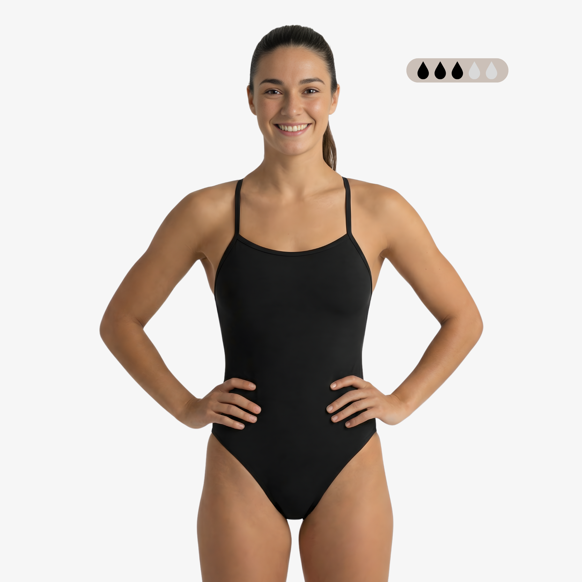 Maillot de bain une pièce menstruel Onyx SecureFlo à dos ouvert de Norca