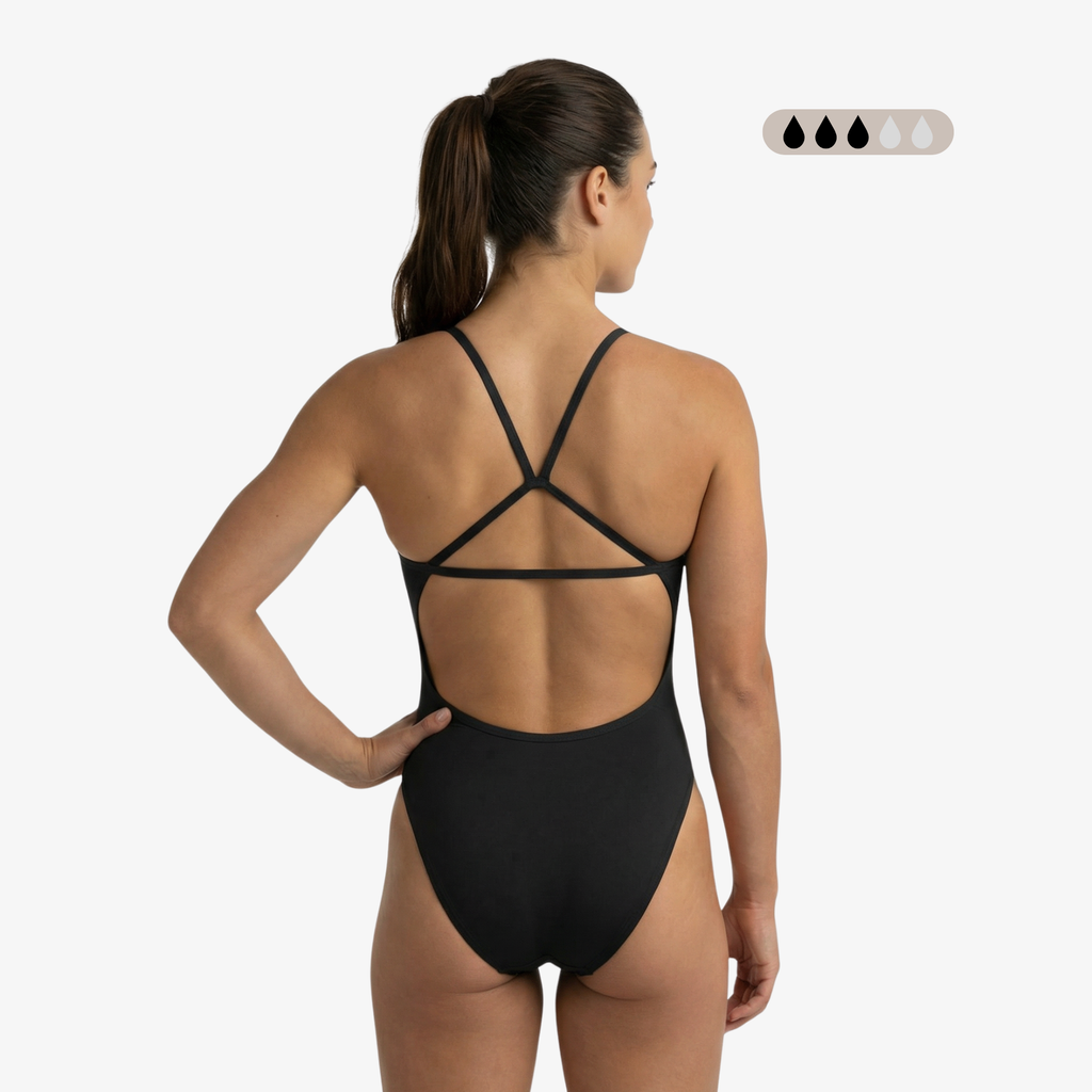 Maillot de bain une pièce menstruel Onyx SecureFlo à dos ouvert de Norca