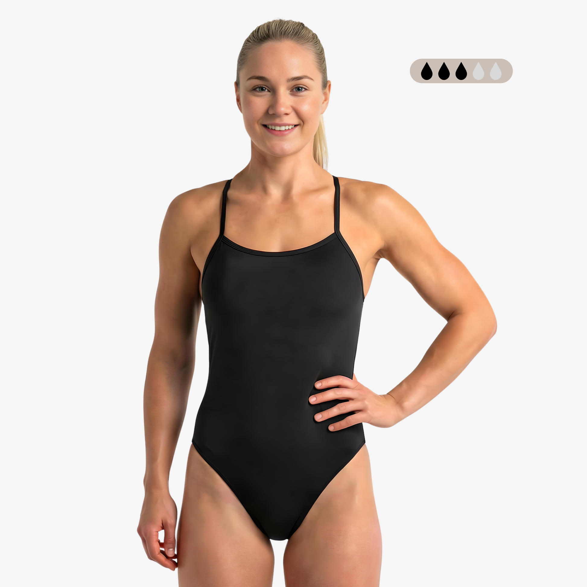 Maillot de bain une pièce menstruel SecureFlo Onyx à nouer dans le dos, par Norca