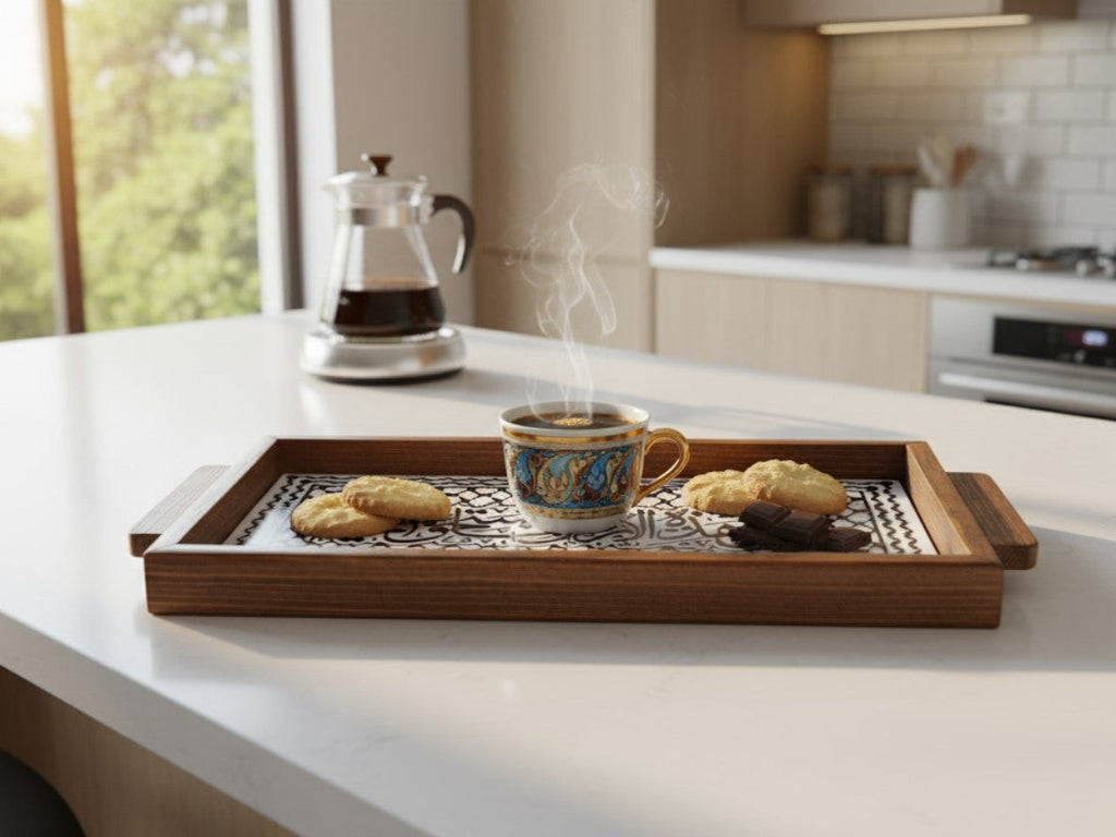 Handcrafted Palestinian Ceramic Serving Tray – Rectangular Appetizer Board