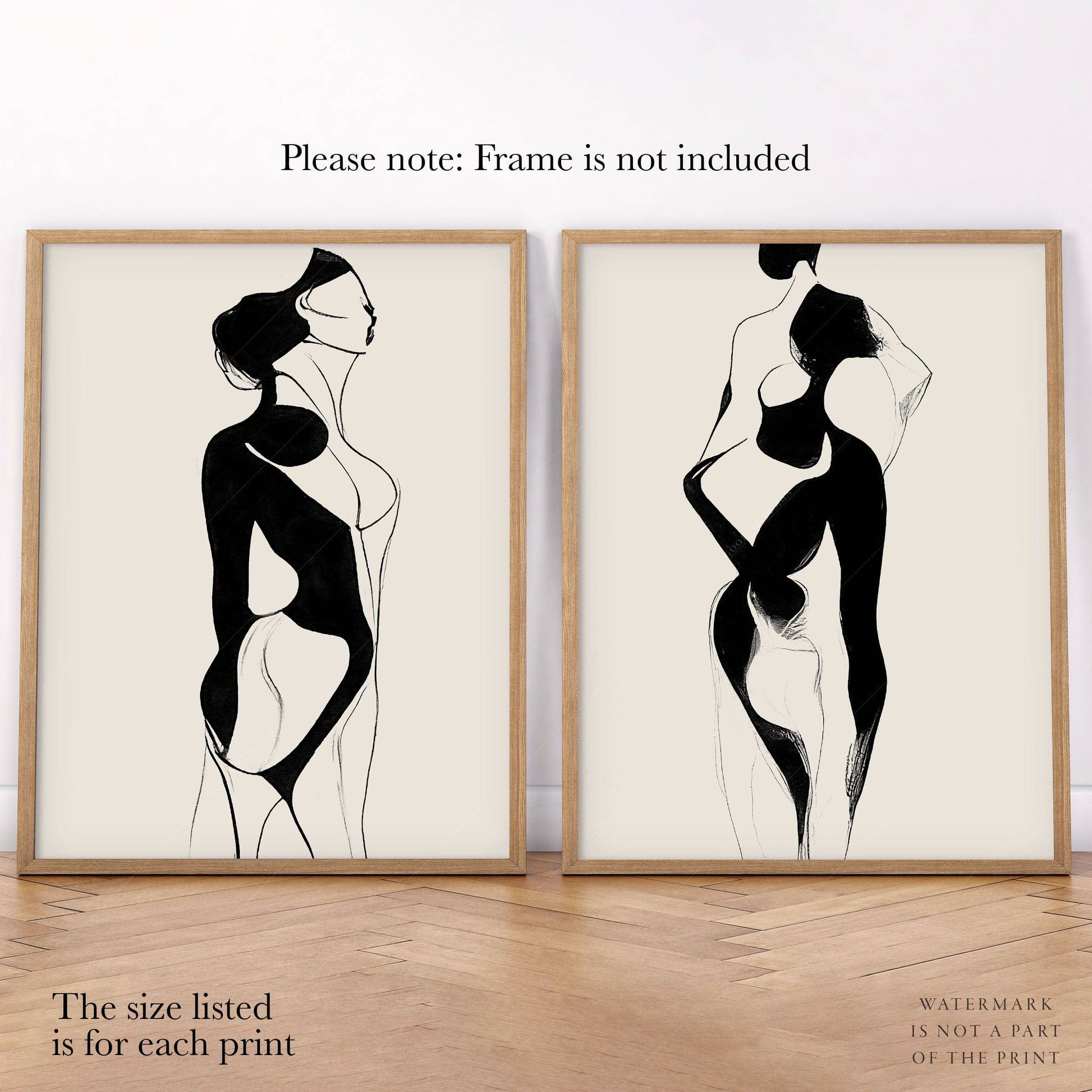 Minimalist Female Figure Line Art Print Set – Modern Black & White Wall Art